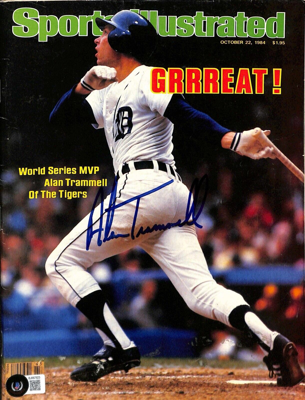 Alan Trammell Tigers HOF Signed Sports Illustrated Magazine Oct 22 1984 BECKETT