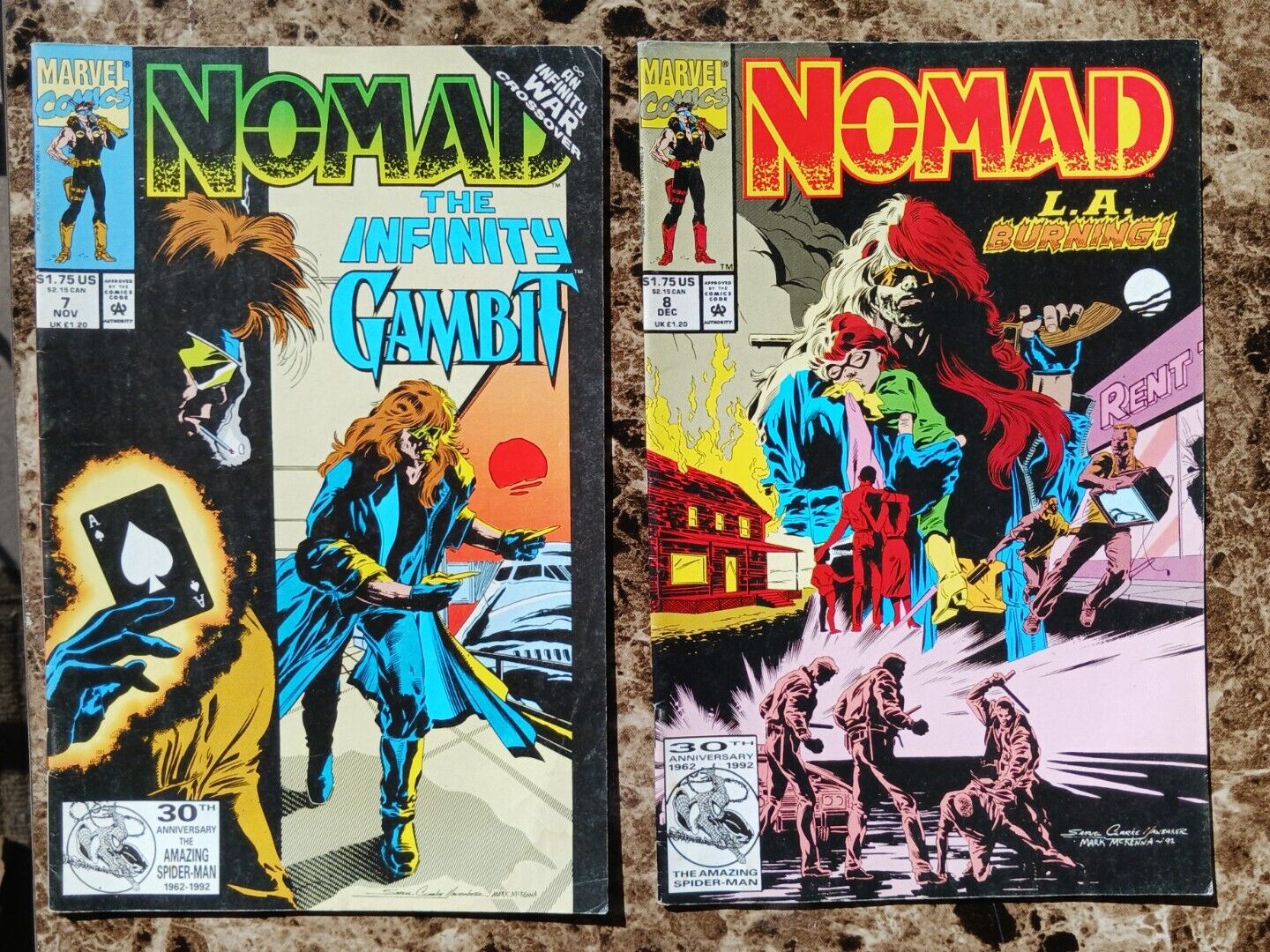 Nomad LOT: 7 FN, 8 FN (1992 MARVEL COMICS) Gambit | Los Angeles is Burning
