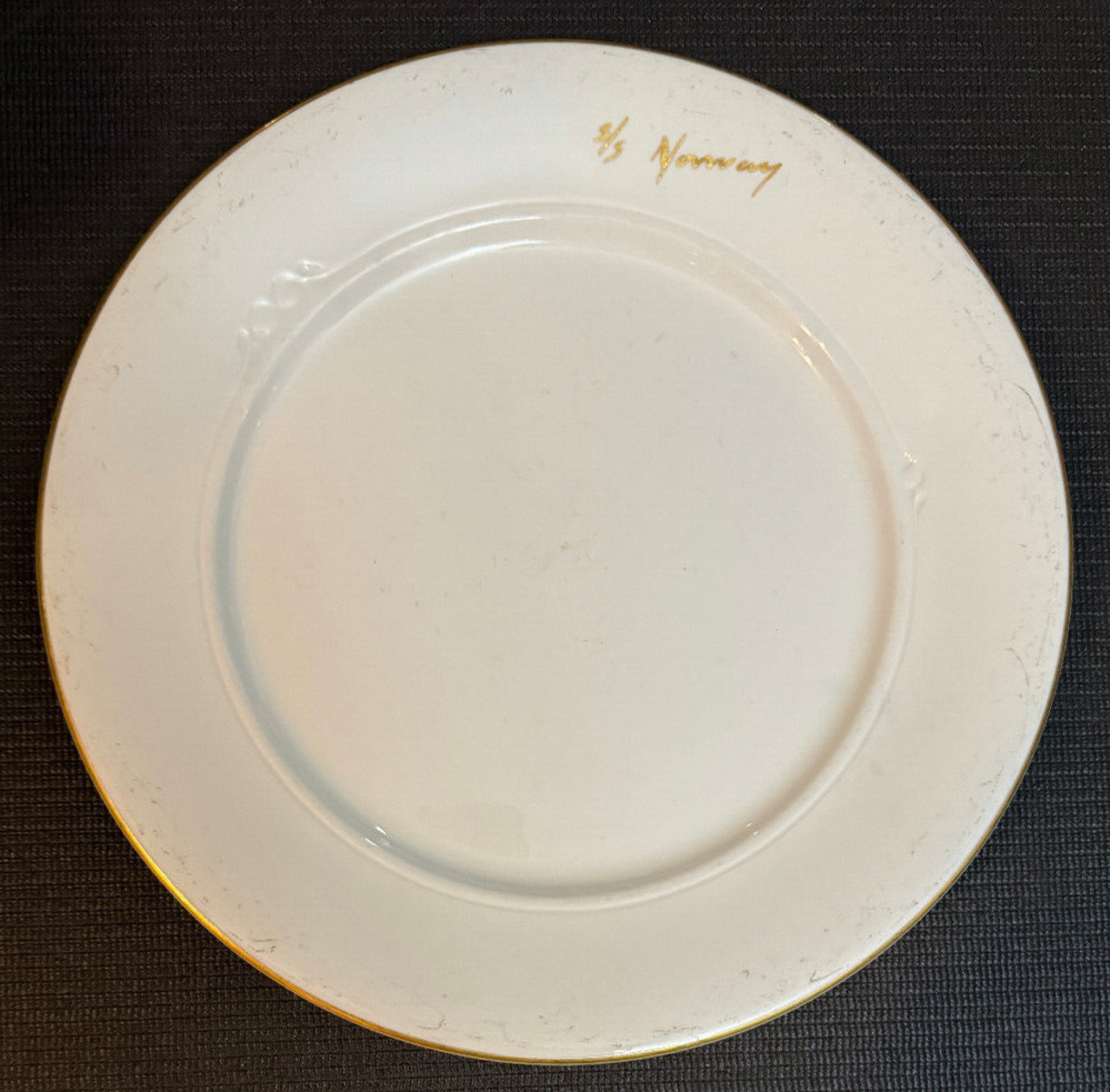 Vintage SS NORWAY Actual Dinner Plate from last Caribbean Cruise 2001 18kt Gold