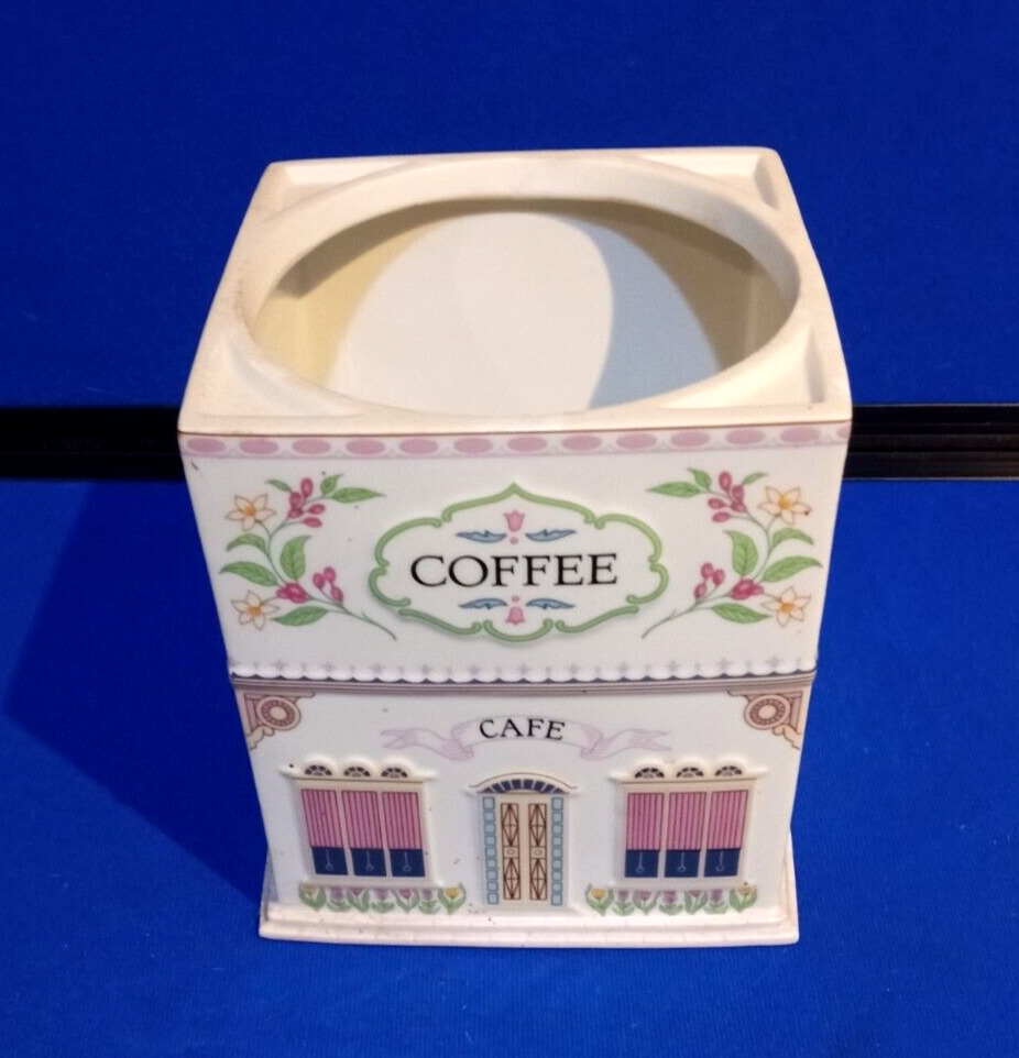 1990 Lenox Village Coffee Canister Cafe House  Fine Porcelain No Lid