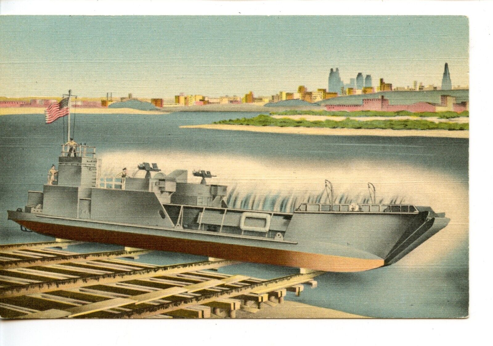 Ocean Navy Vessel-Harry Darby\'s Shipyard-Kansas City-Vintage Military Postcard