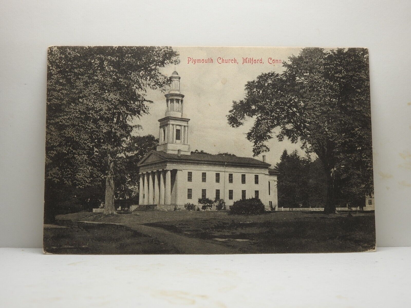 Plymouth Church Milford Connecticut Lithograph Postcard C116