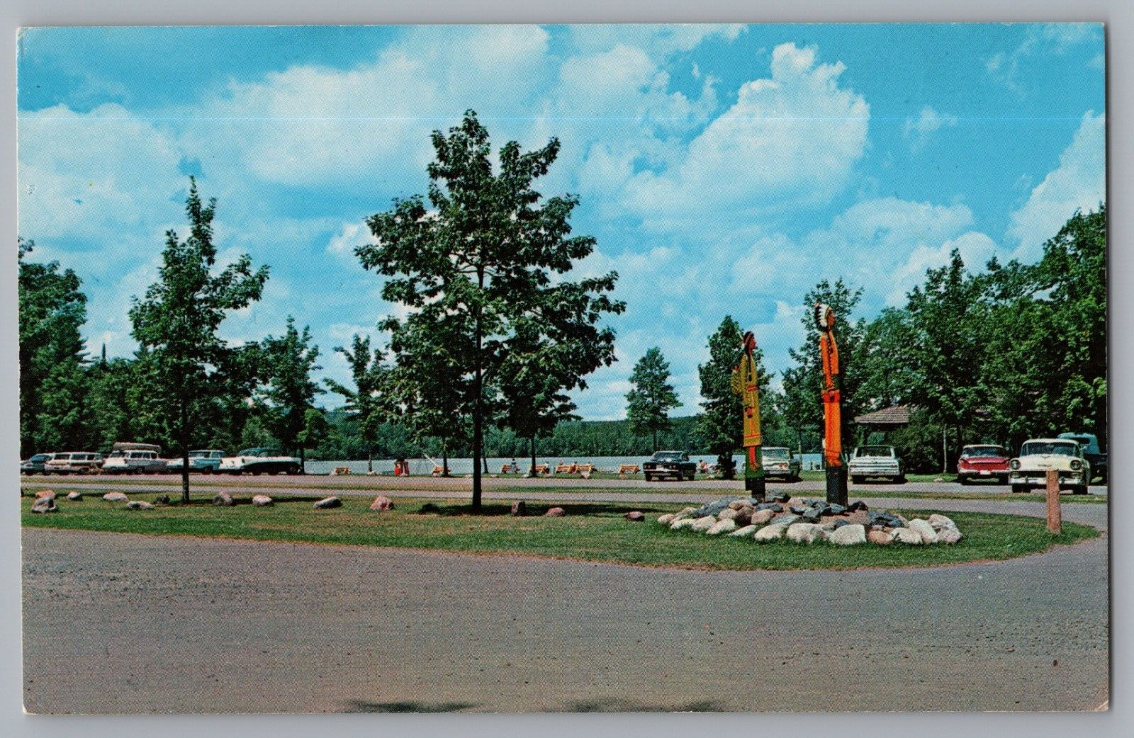 Entrance To Chicagon Lake Between Crystal Falls & Iron River Michigan Postcard