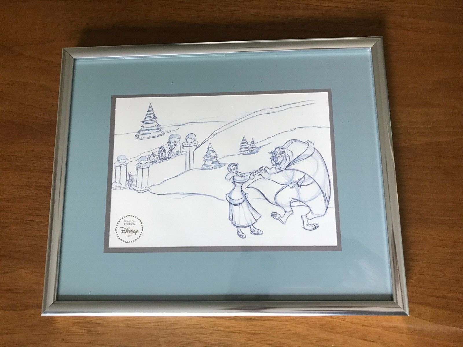 Disney 1997 Beauty And The Beast Ice Skating Sketch Drawing Special Edition