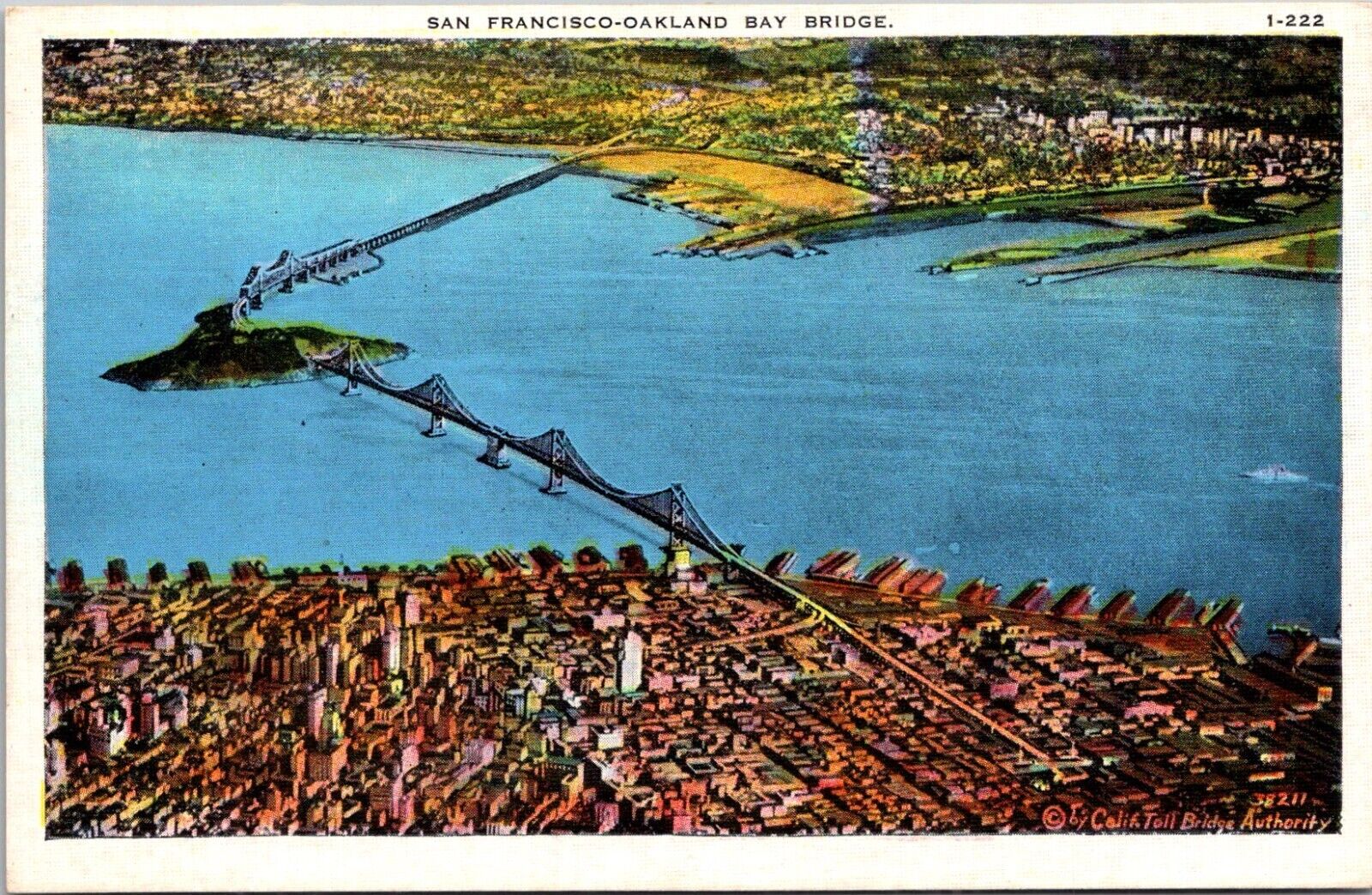 San Francisco Oakland California CA Oakland Bay Bridge Aerial View Postcard