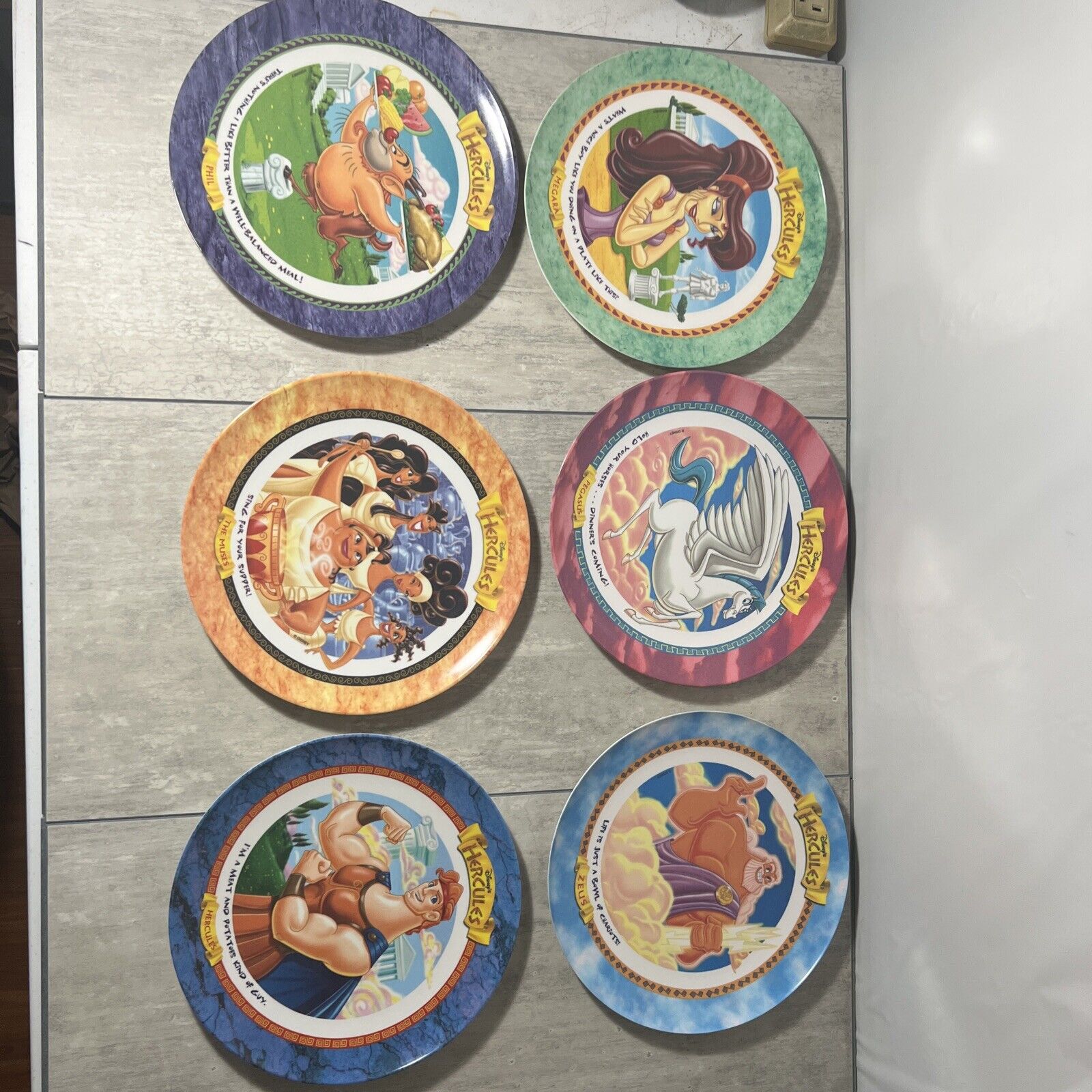 * Complete Set 6 McDonald\'s Disney Hercules Movie Collectors Plates 1997 Vtg Set
