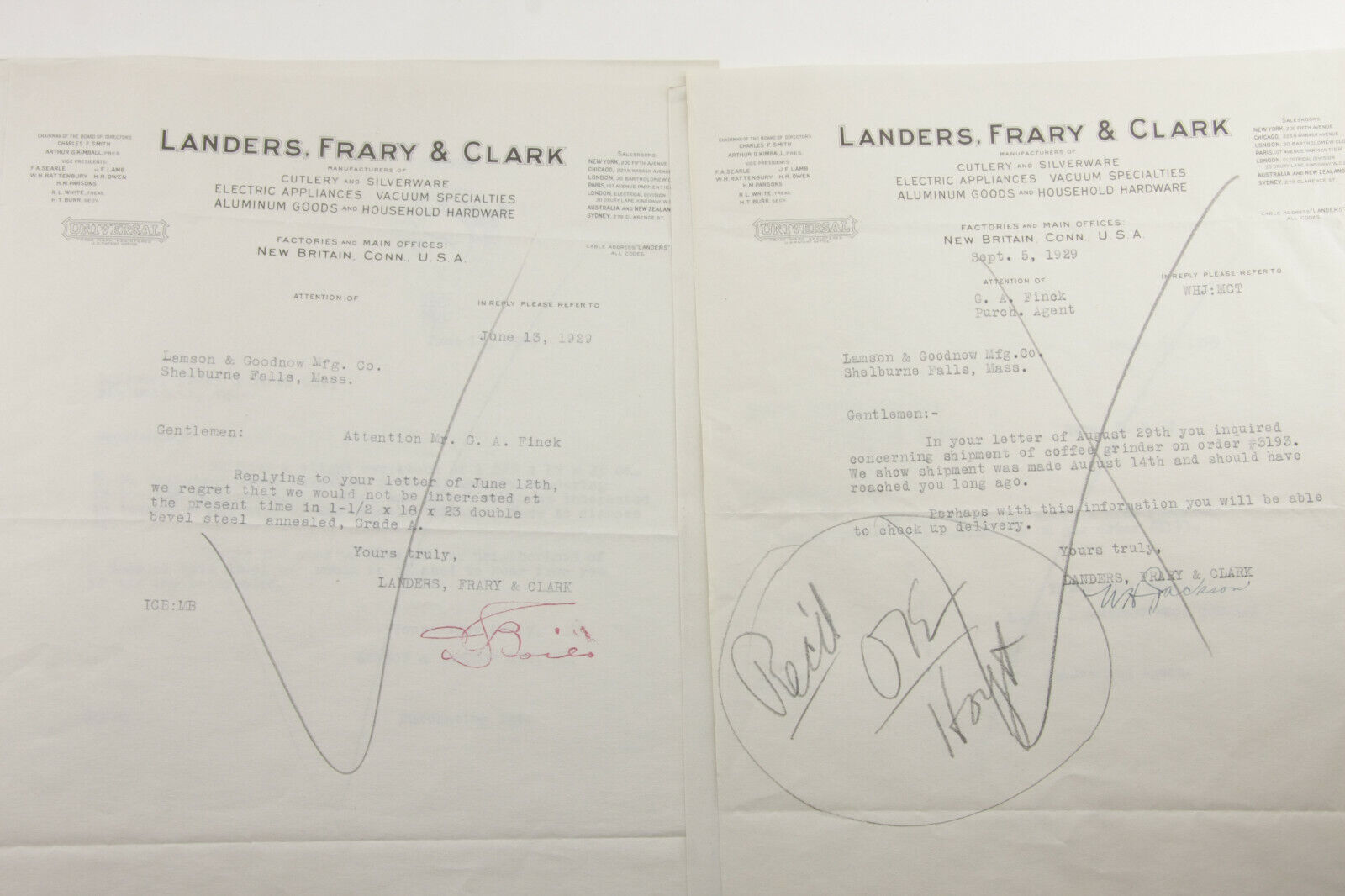1929 Lamson Goodnow Landers Frary Clark New Britain CT Cutlery Ephemera P947C
