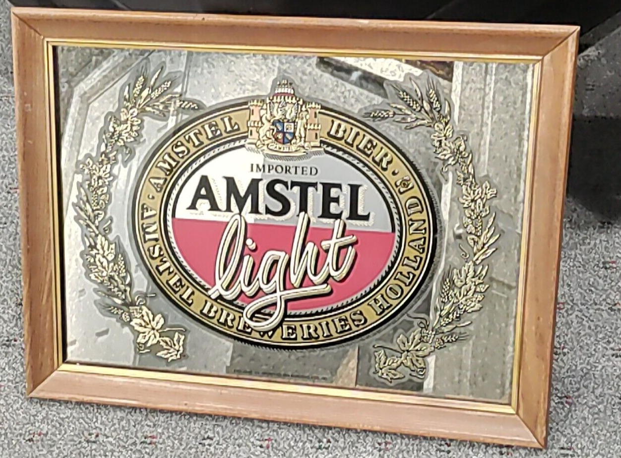 Vintage Amstel Light Framed Mirrored Bar Sign 20\