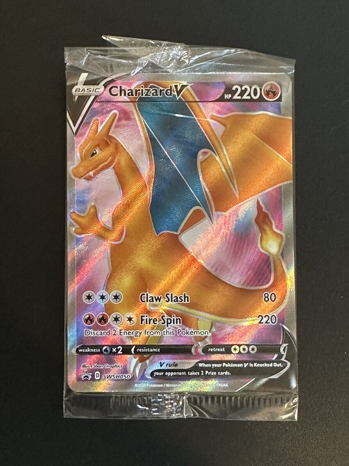 Pokemon TCG Card Charizard V - SWSH050 Full Art Promo Factory Sealed