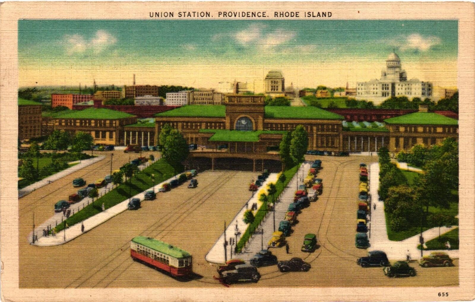 Vintage Postcard- UNION STATION, PROVIDENCE, R.I.