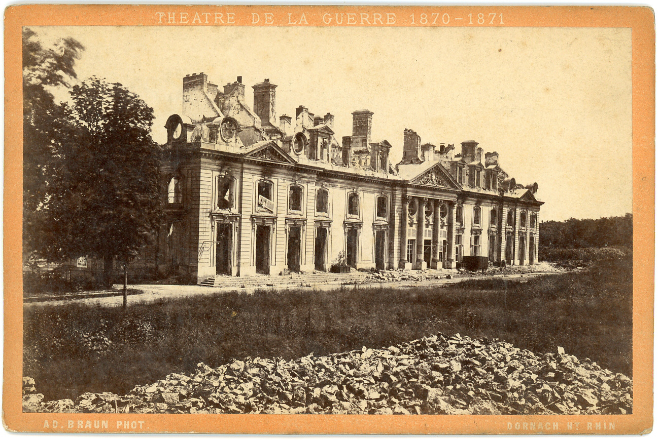 AD Braun, War of 1870, Damaged Château de Meudon, ca.1875, vintage albumen 