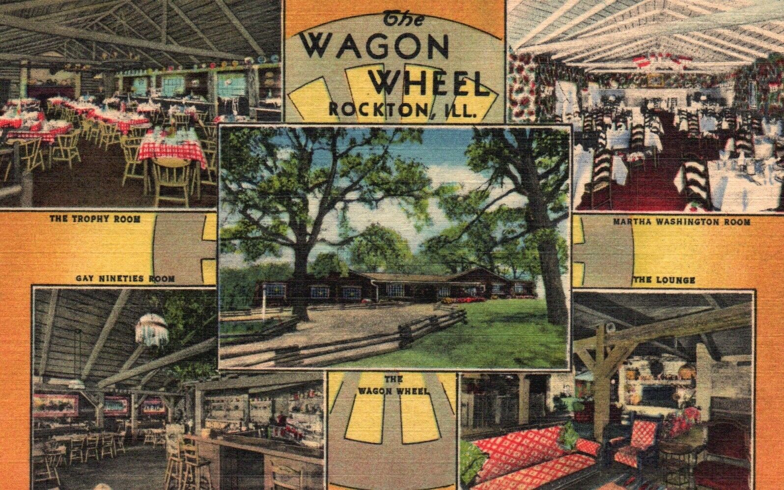 Postcard IL Rockton The Wagon Wheel Restaurant Multi View Vintage PC a9969