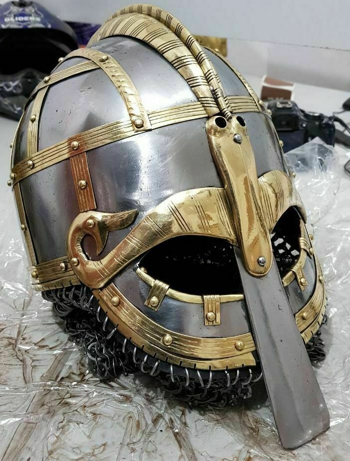 Coppergate Viking Armor Helmet Reenactment Chain Mail Nasal Helmet