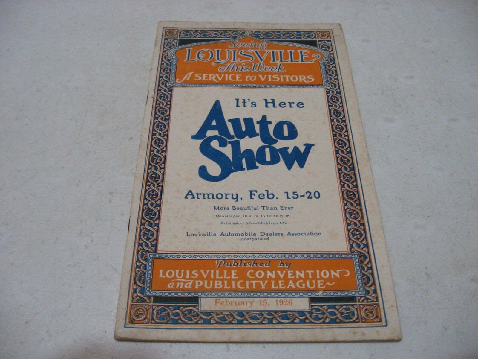 Rare 1926 Seeing Louisville KY This Week Visitors Guide & Map Auto Show