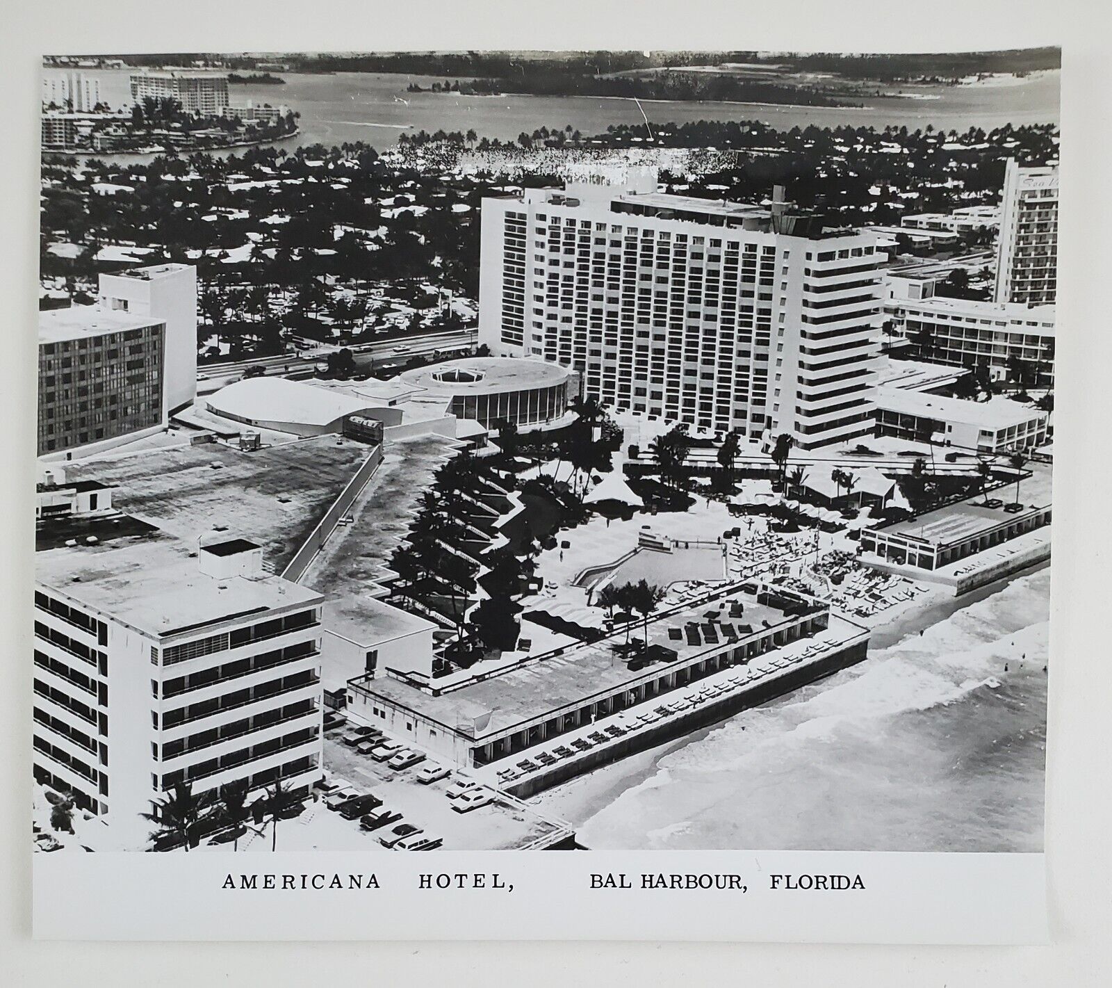 1970s Bal Harbour Florida Americana Hotel Pool Aerial View Vintage Promo Photo