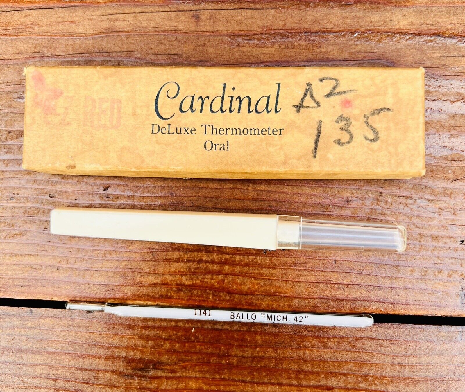 Vintage Cardinal Deluxe Medical Thermometer Ballo Mich 42”