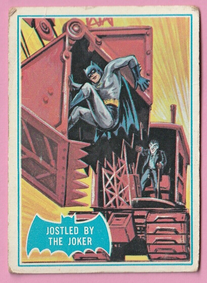 1966 Topps Batman BLUE BAT Trading Card #30B Jostled By The Joker Rare *S8
