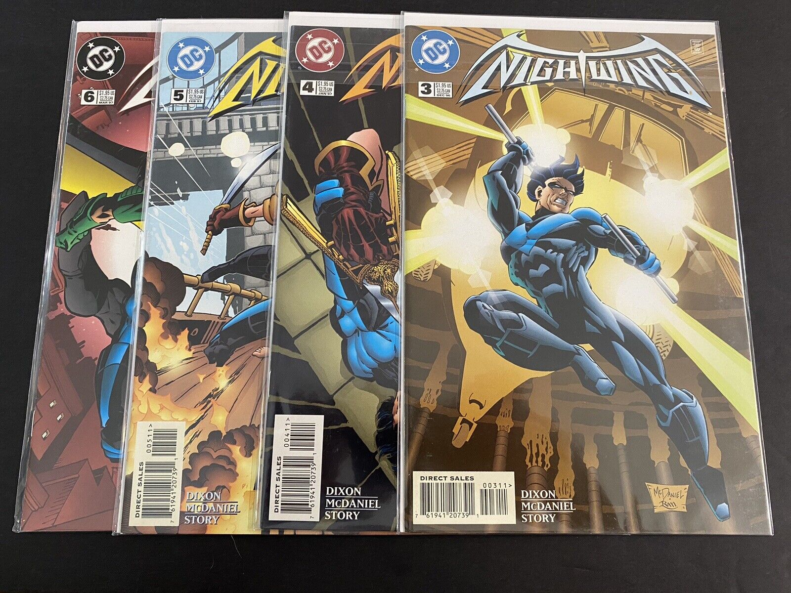 Nightwing 3, 4, 5, 6: Lot/ Run of 4. Early Solo, 1st Lady Vic. NM/NM+ DC 1996