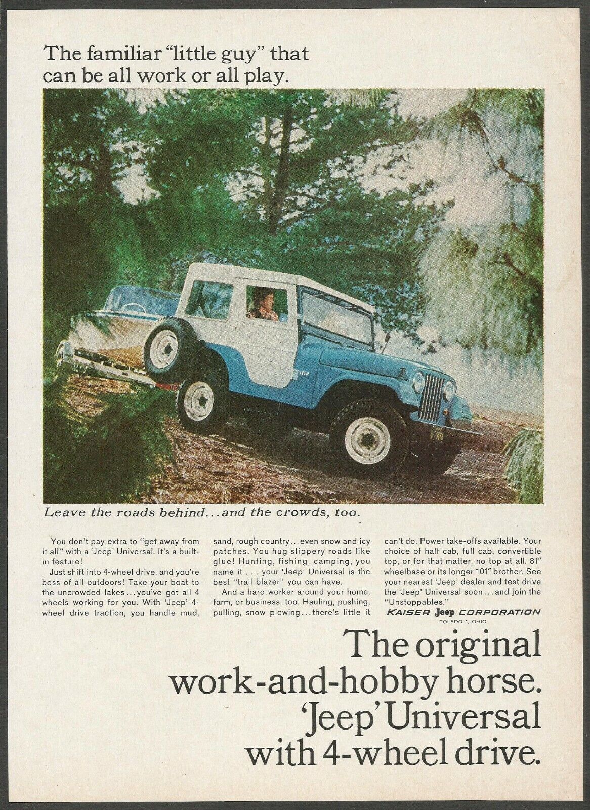 Jeep Universal 4-wheel drive - Kaiser Jeep Co.-1965 Vintage Auto Print Ad