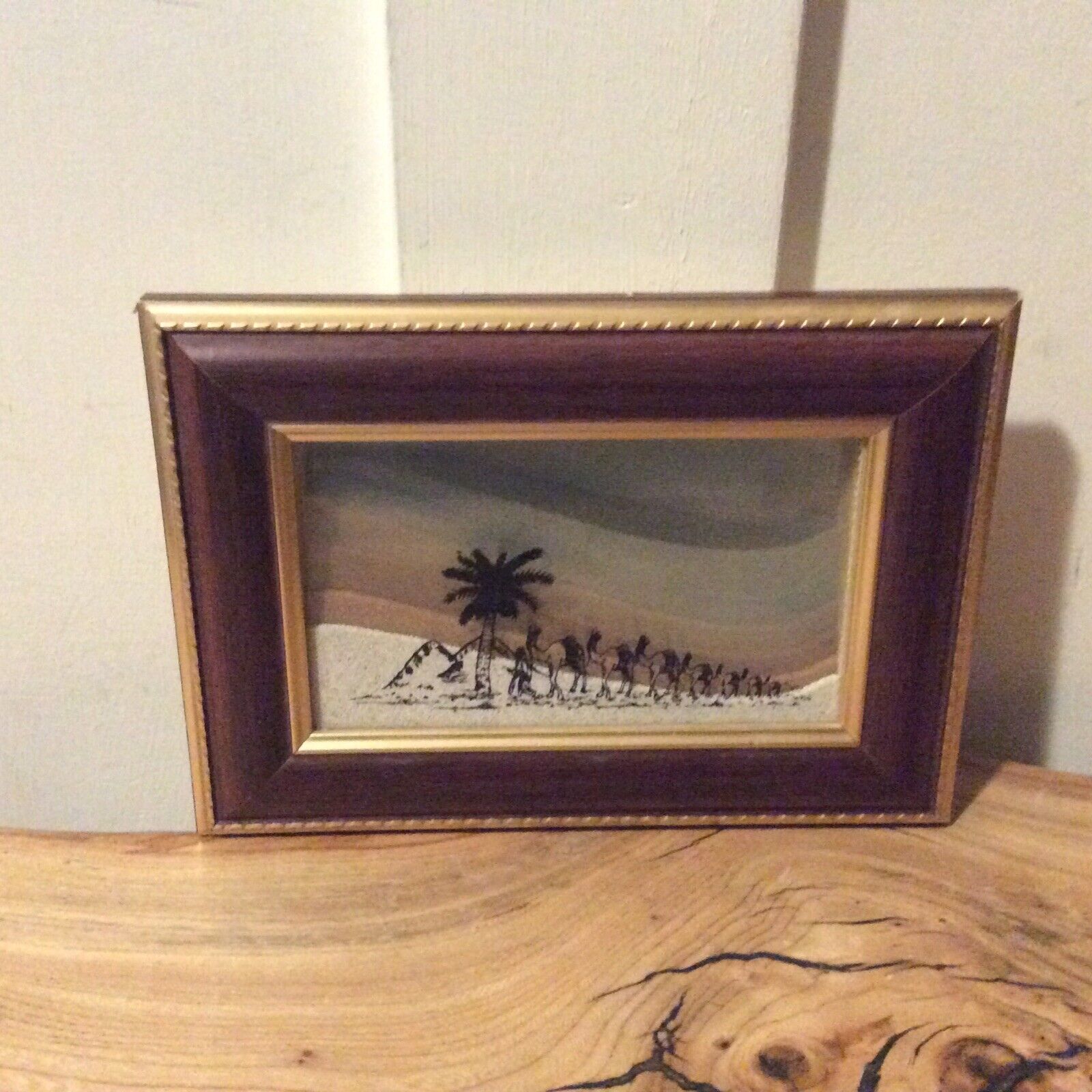 CAMEL DESERT FRAMED PICTURE 7 COLOR SANDS FROM THE U.A.E. MEMORIES UNPERISHED 