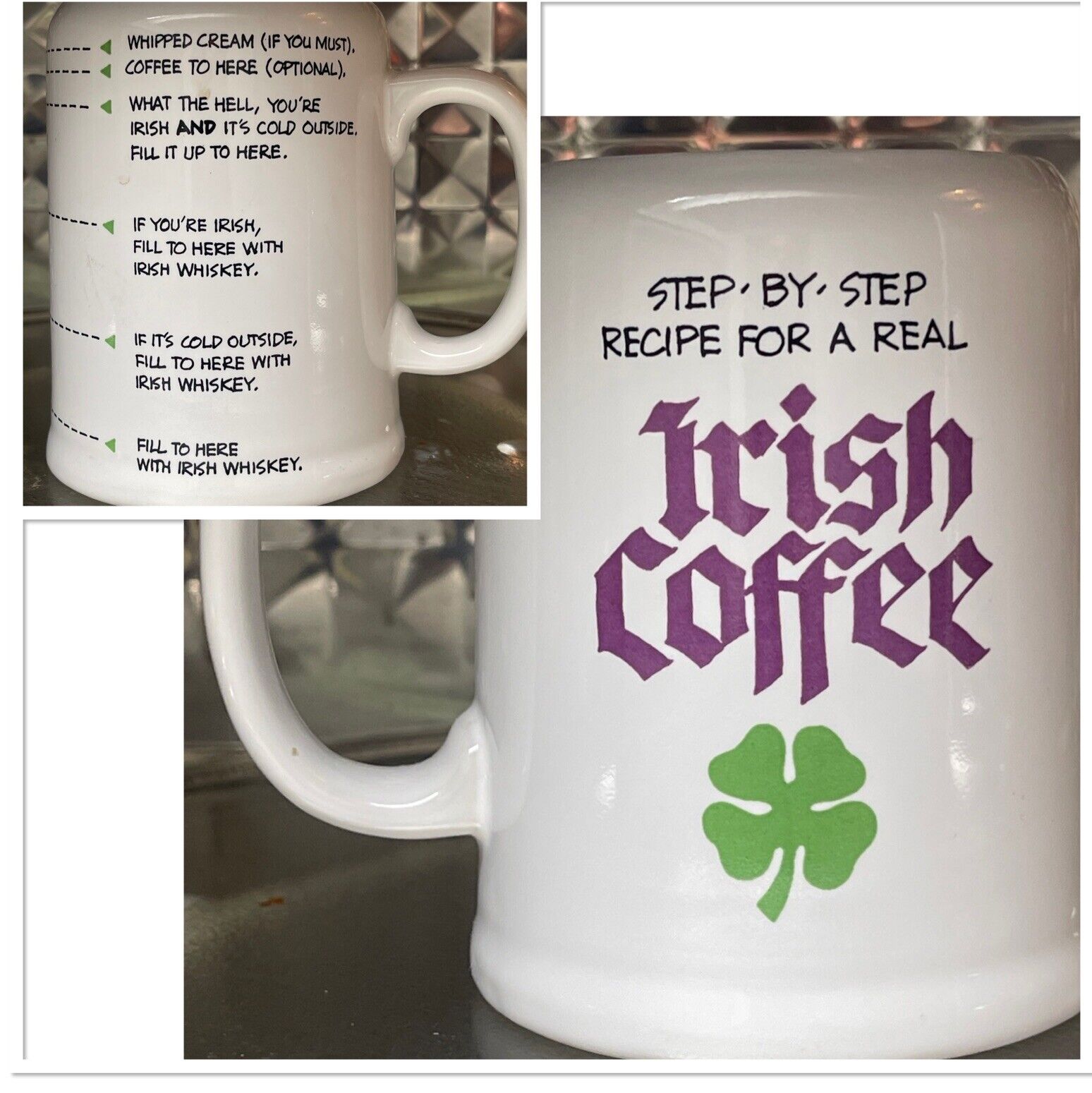 Irish Coffee Mug Step-By-Step Recipe R. Dakin & Company 1987 Cup Vintage