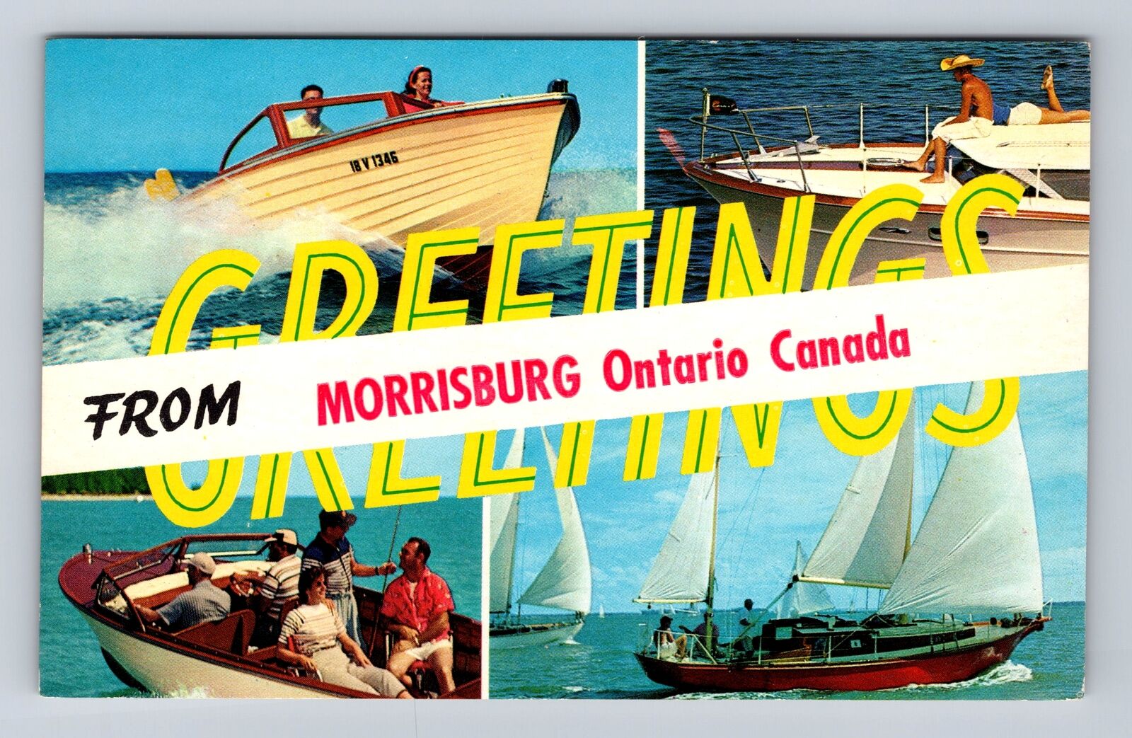 Morrisburg Ontario-Canada, General Banner Greeting, Boating, Vintage Postcard