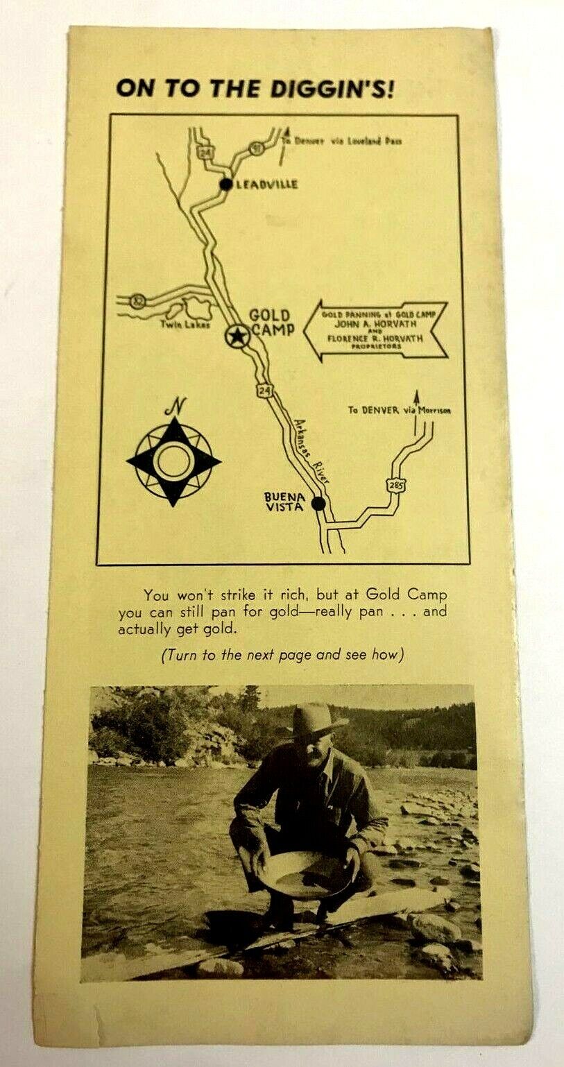 Vtg 1950s Horvath Gold Camp Advertising Travel Brochure Buena Vista Colorado CO
