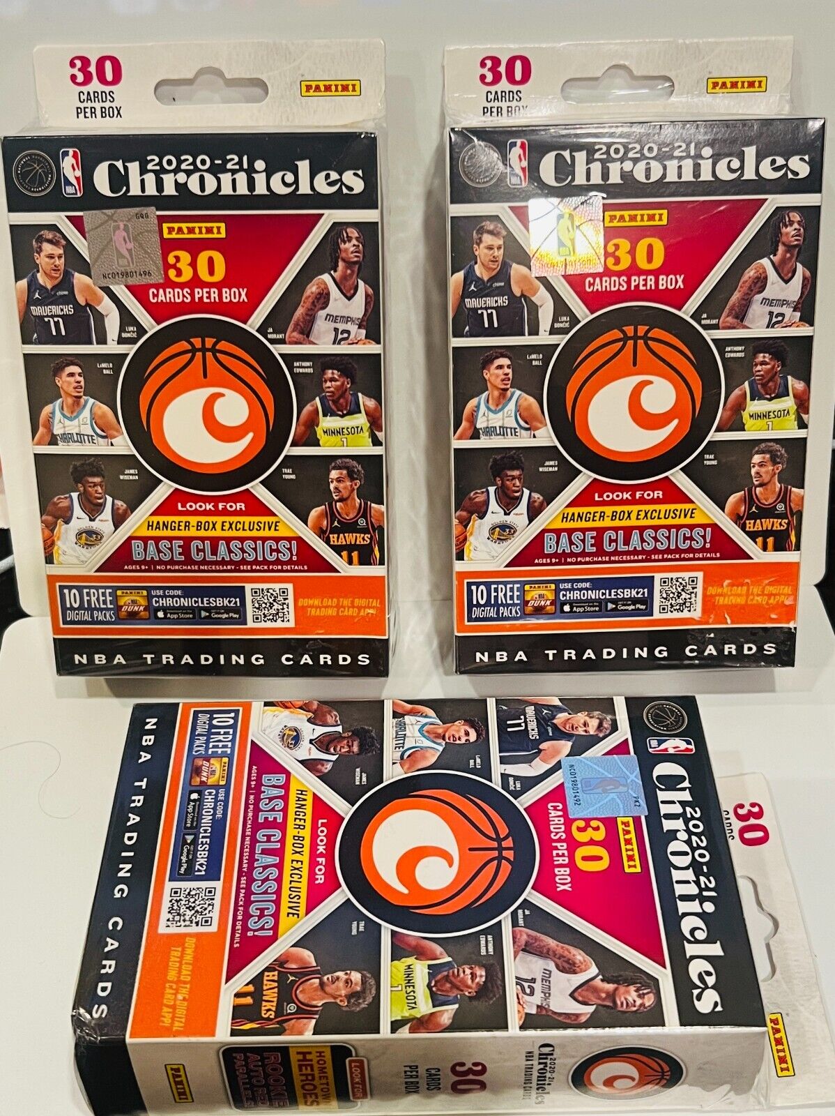 3  BOXES PANINI 2020-21 NBA CHRONICLES BASKETBALL BLASTERS 30 CARDS/ PACK SEALED