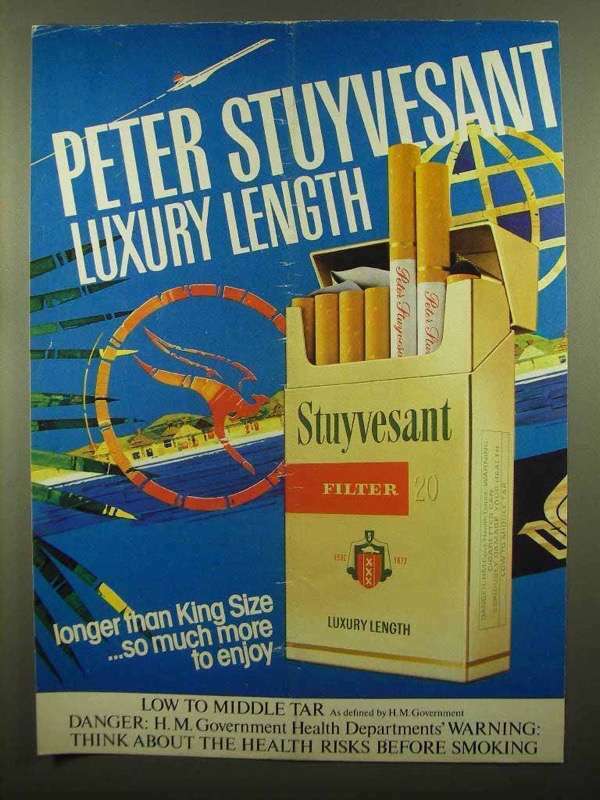 1982 Peter Stuyvesant Luxury Length Cigarettes Ad