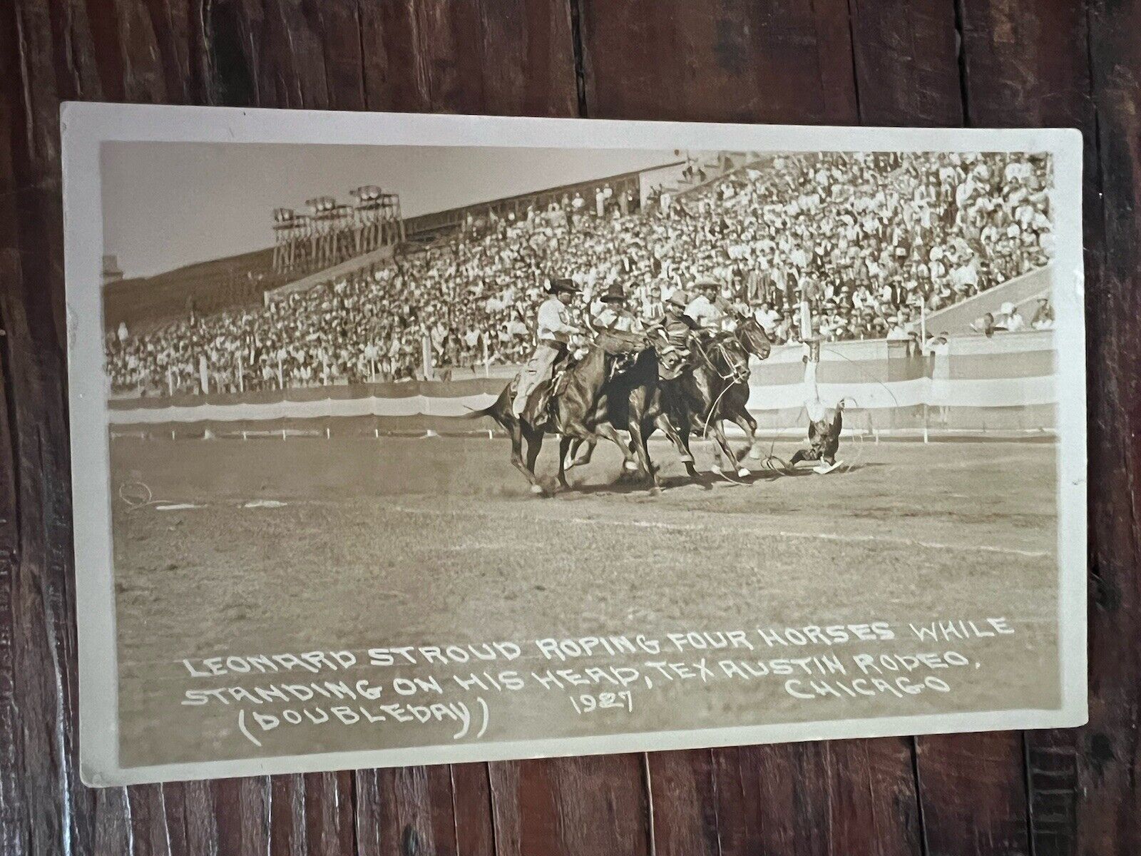 1927 Doubleday Real Photo Postcard - Trick Roping tex Austin Rodeo Chicago