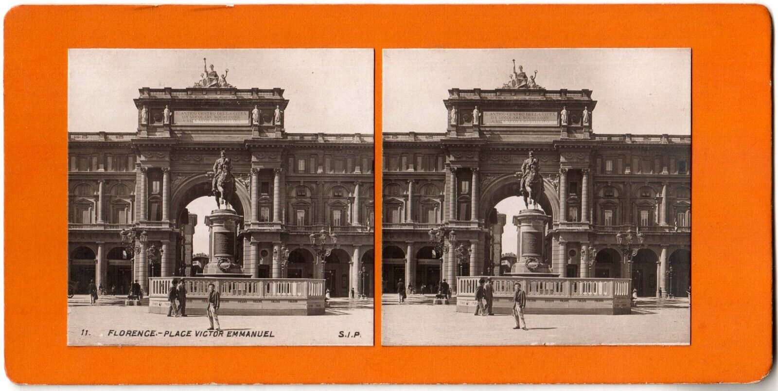Italy.Italia.Florence.Firenze.Place Victor Emmanuel.Animated.Photo Stereo.S.I.P.