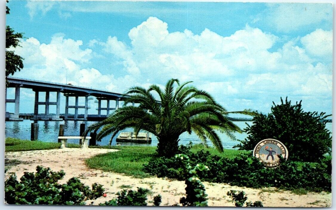 The Caloosahatchee River bridge from the Mens Garden Club Park - Fort Myers, FL