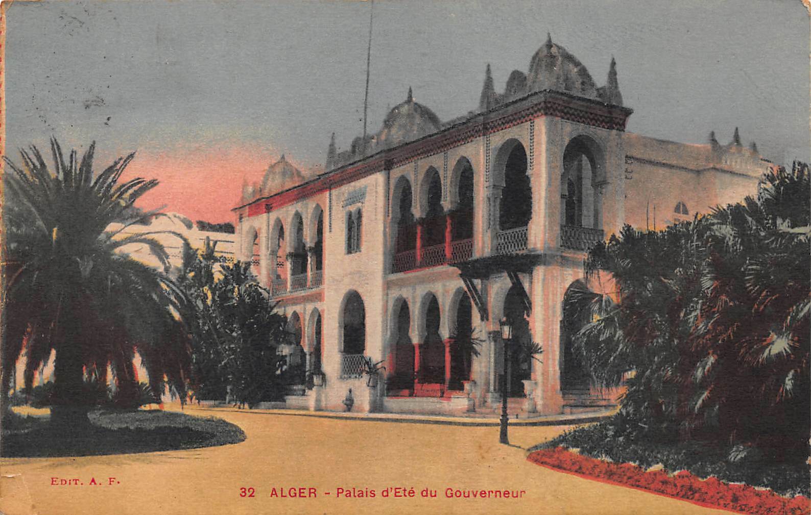 Algiers, Palace of the Governor, Algeria, Early Postcard, Used, Postage Due 2c 