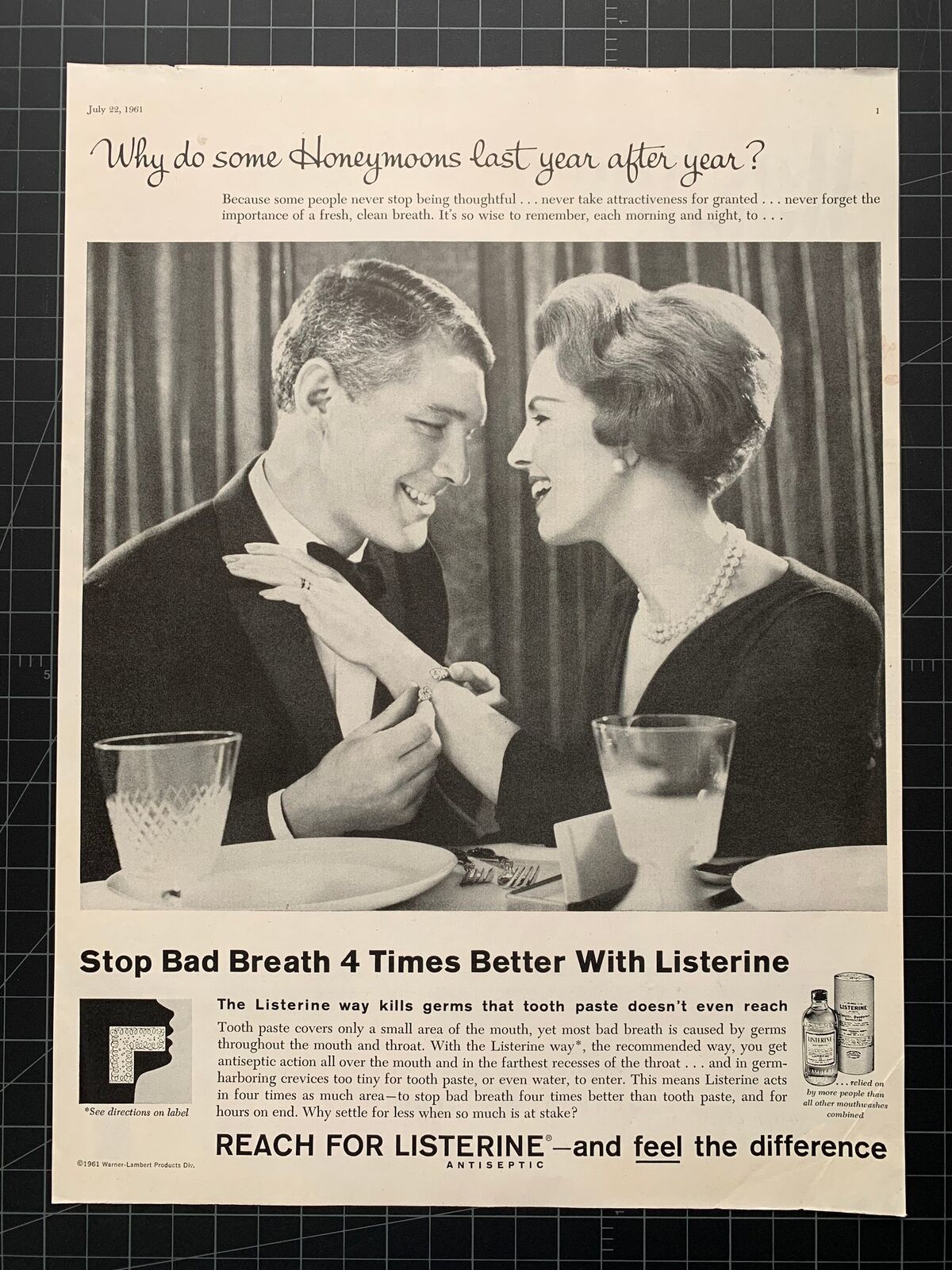 Vintage 1961 Listerine Print Ad