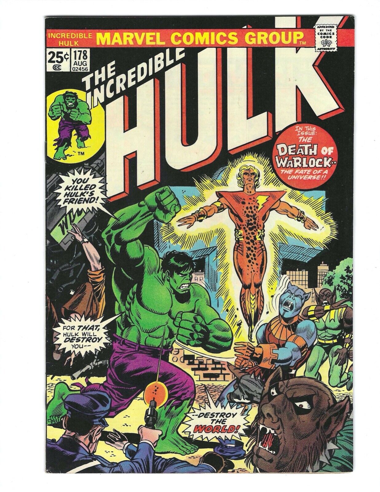 Incredible Hulk #178 1974 NM or better Beauty CGC? Warlock  Combine Ship