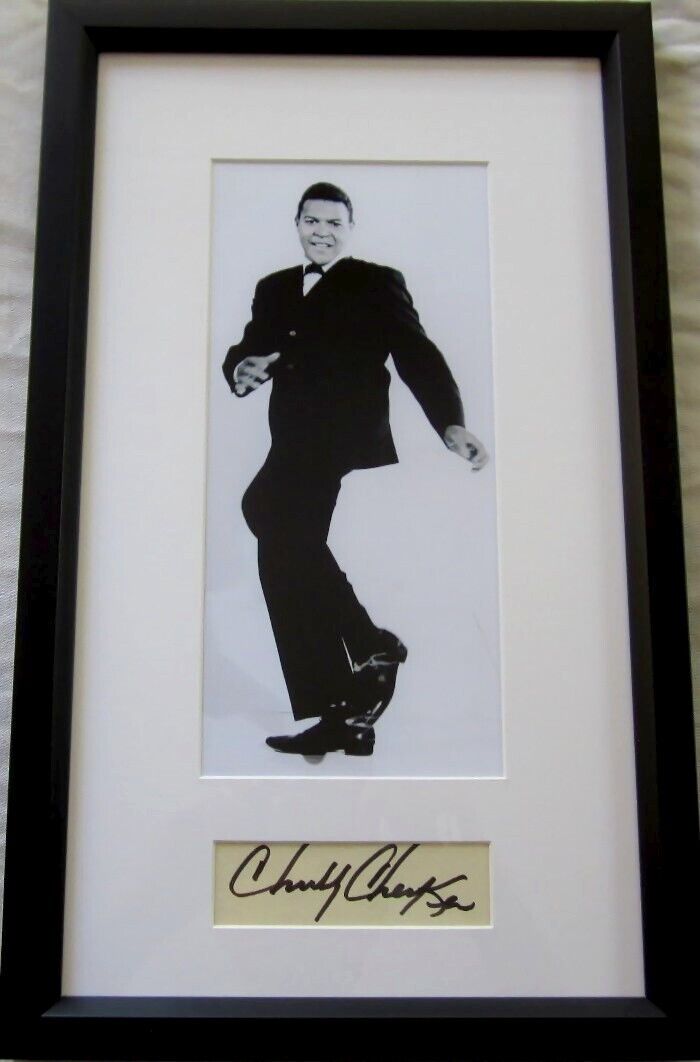 Chubby Checker autograph signed autographed auto framed with vintage B&W photo