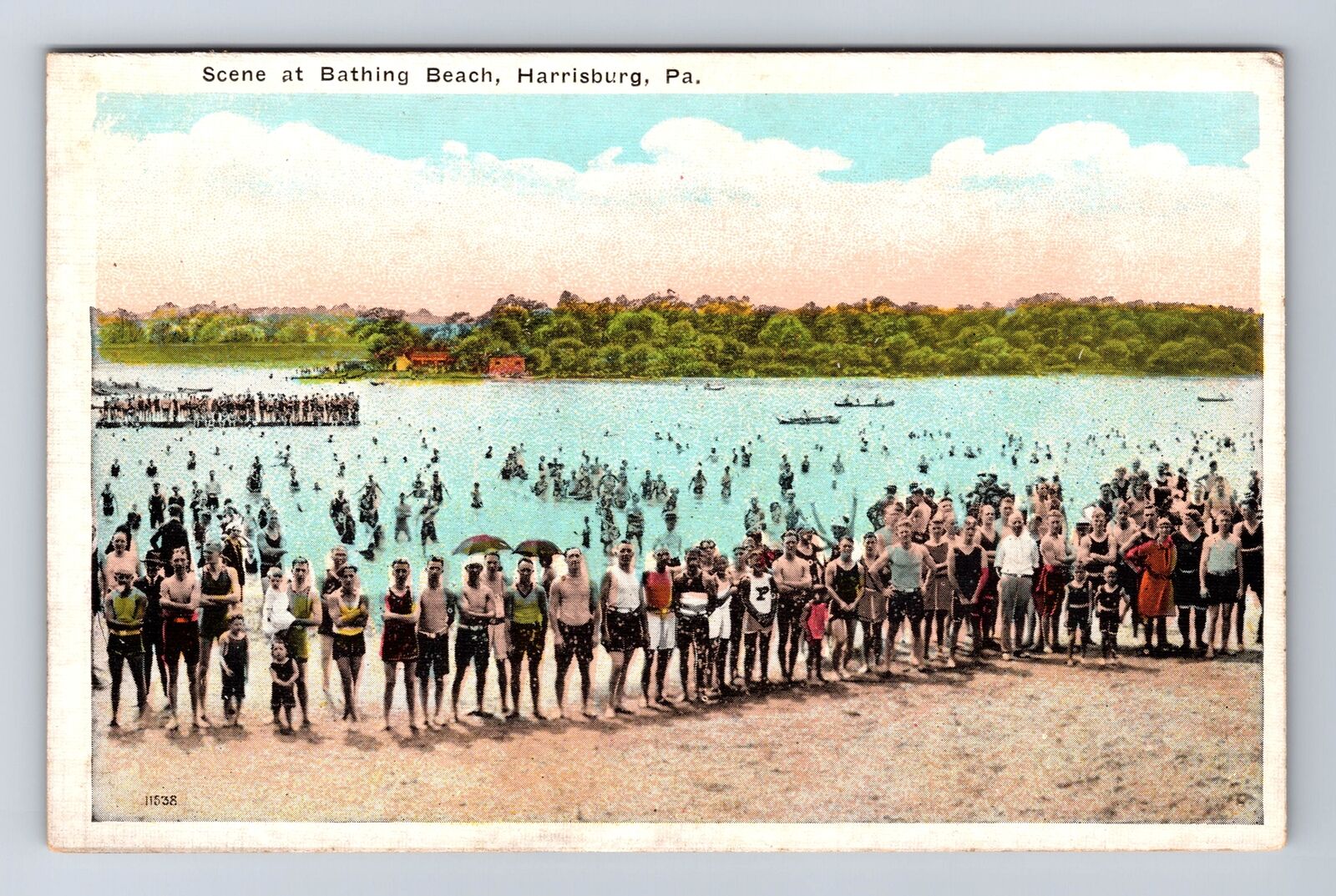 Harrisburg PA-Pennsylvania, Scene At Bathing Beach, Antique, Vintage Postcard