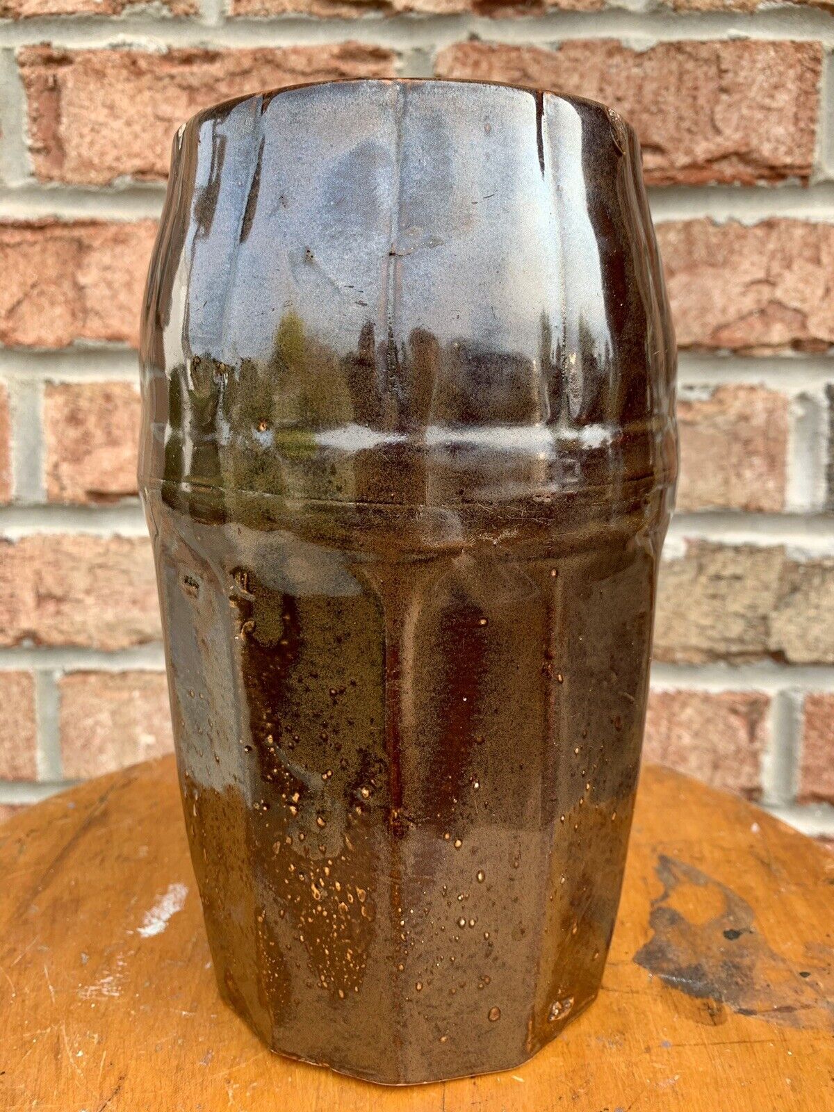 Antique Peoria Pottery Brown Glazed Stoneware Vase