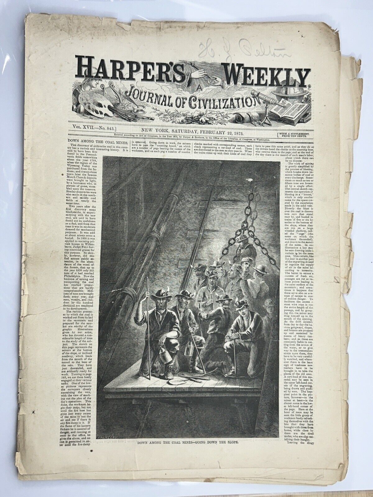 Harper\'s Weekly - New York - Feb 22, 1873 - Napoleon - Coal Mines