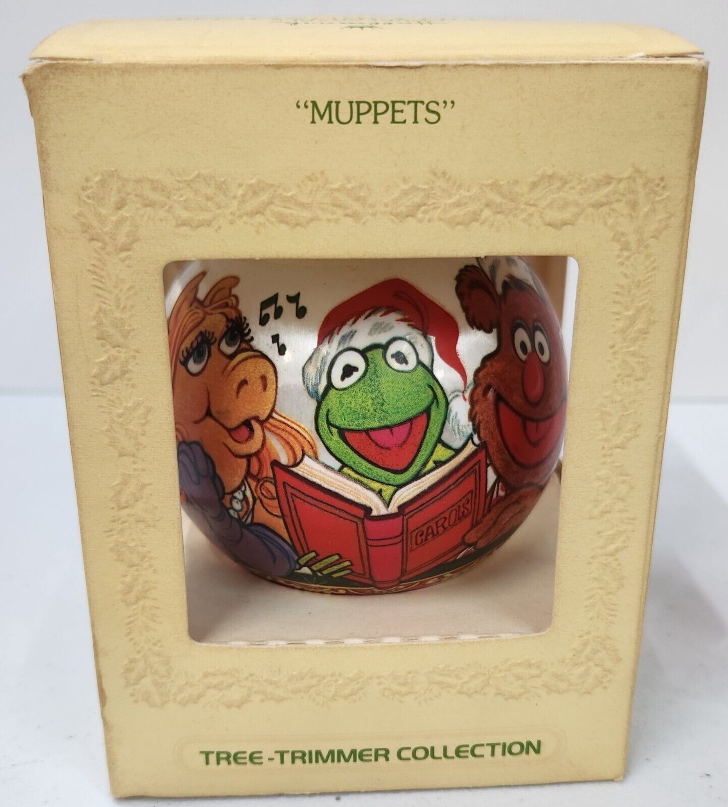 1980 Vgt Hallmark Muppets Satin Ball Ornament Kermit Miss Piggy Fozzie Bear Box 