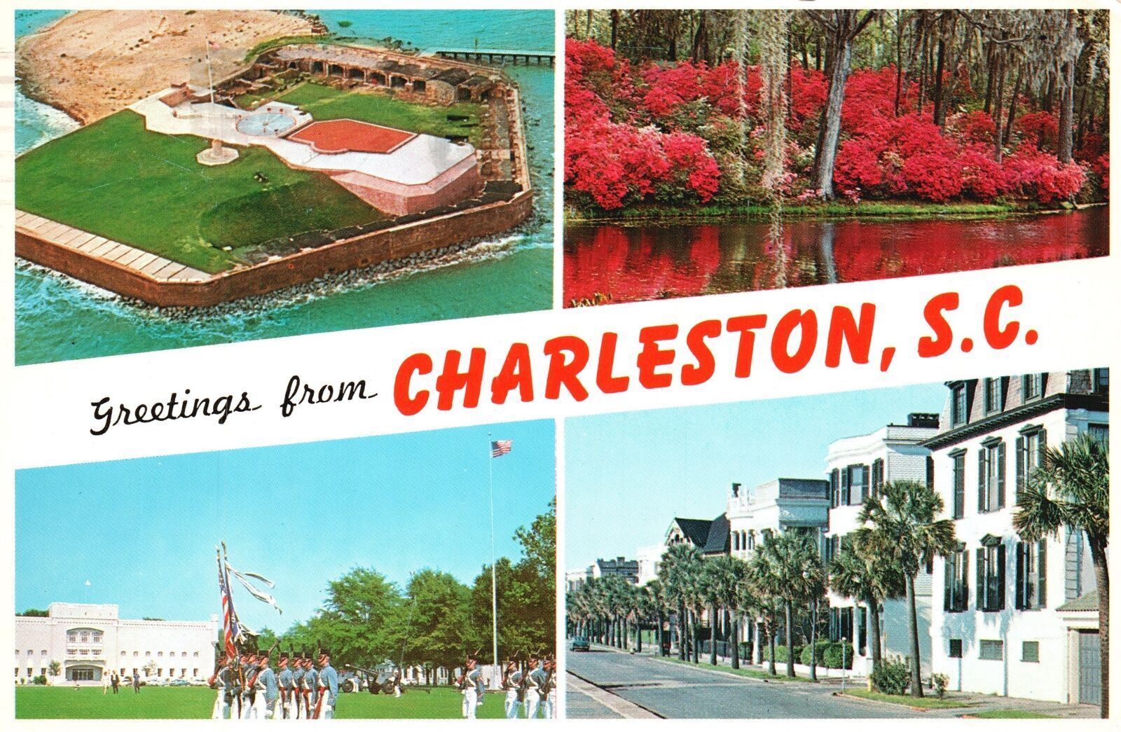 Postcard 1989 Greetings From Charleston South Carolina Historic Forts Gardens SC