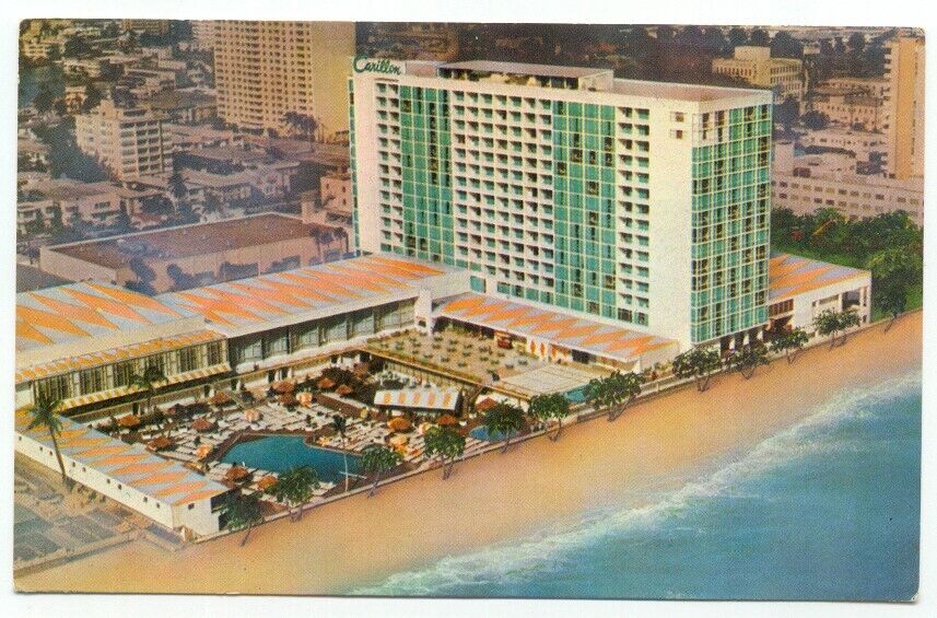 Miami Beach FL Carillon Hotel Oceanfront Vintage Postcard Florida