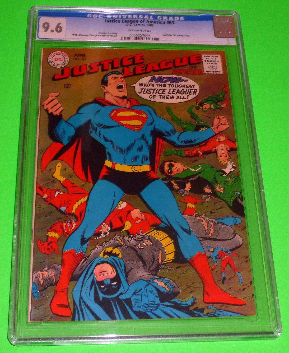 1968 JUSTICE LEAGUE OF AMERICA #63 CGC 9.6 Off-White NM+ Flash last Sekowsky