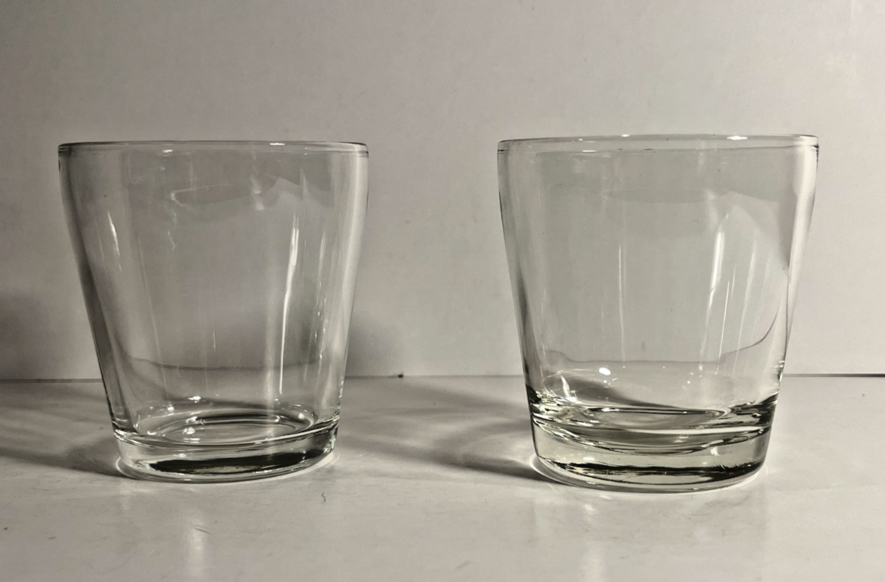2 Clear Glass Glasses 2 3/4\