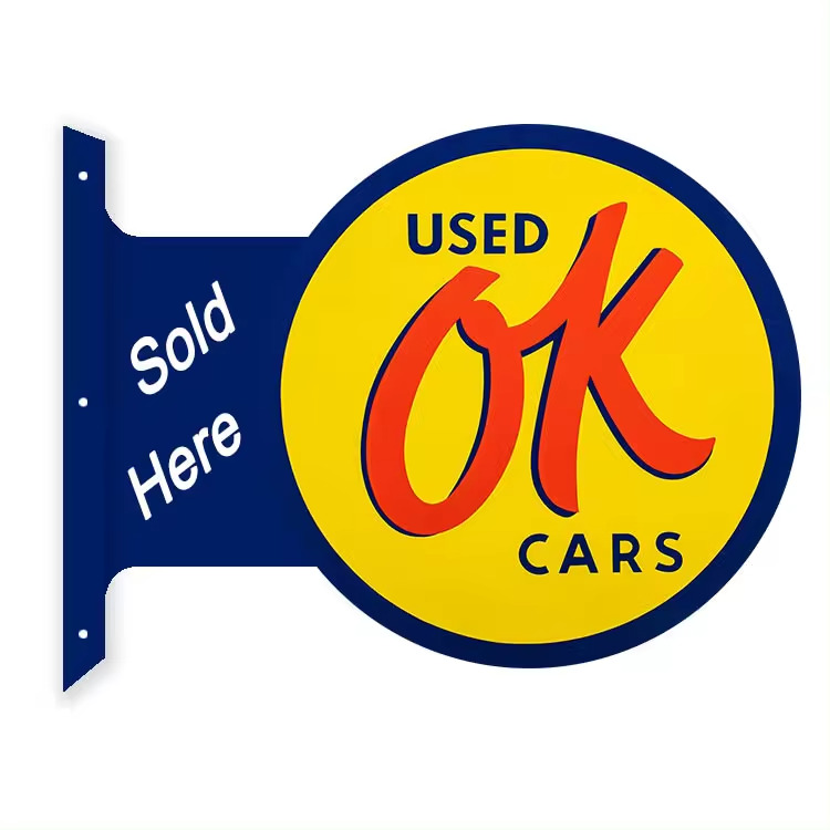 Chevy used OK cars metal sign 14x12