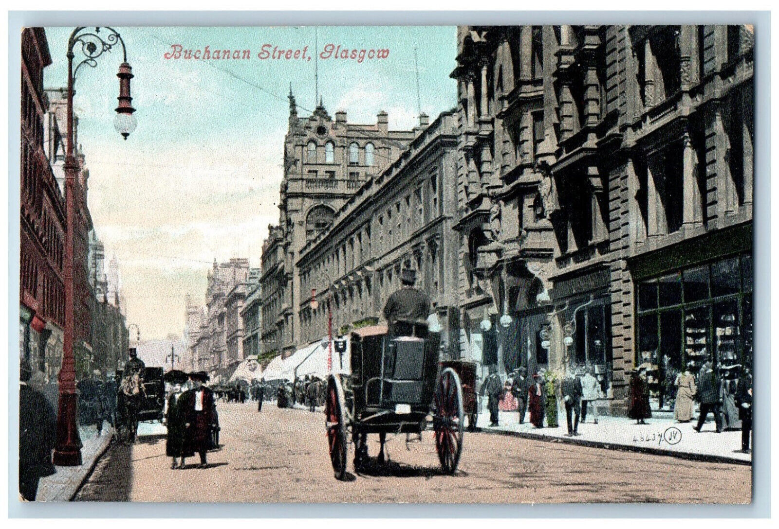 Glasgow Scotland Postcard Near Buchanan Street Horse Carriage c1910 Antique