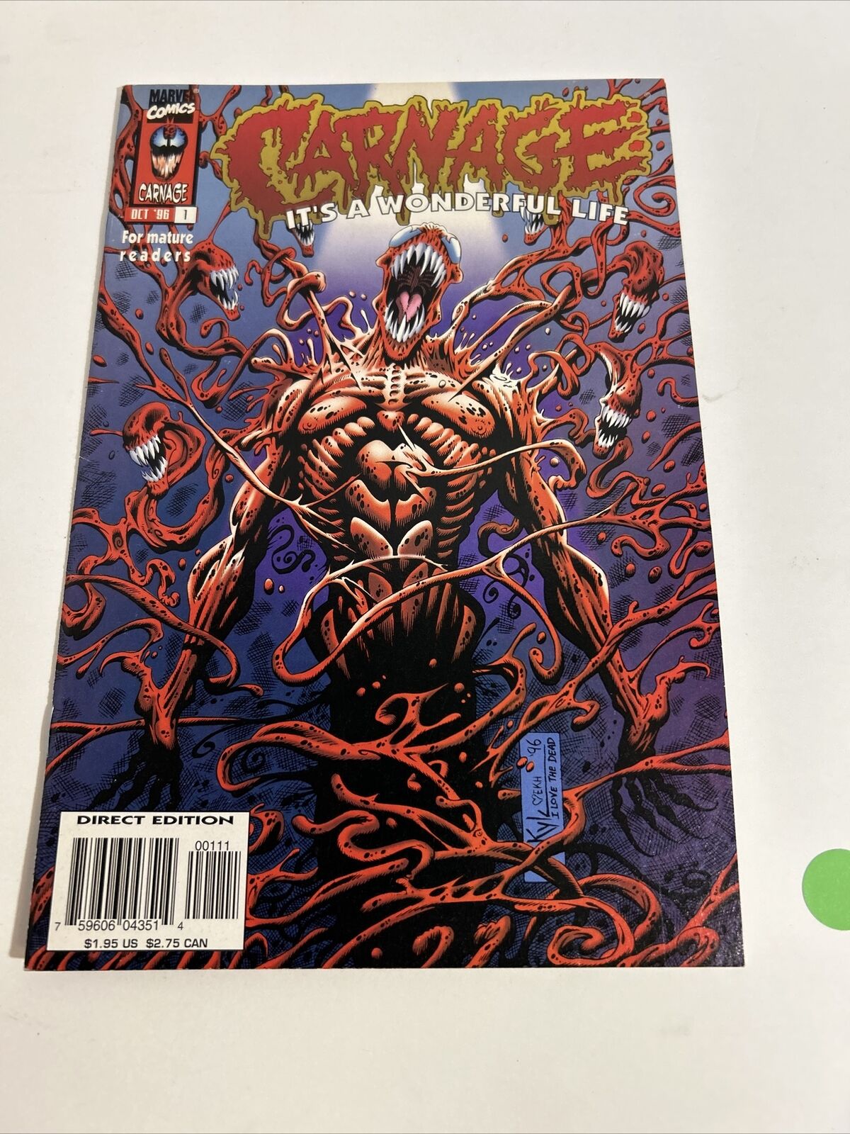 Carnage It\'s A Wonderful Life Vol 1 #1 Oct 1996 Illustrated Marvel Comic Book