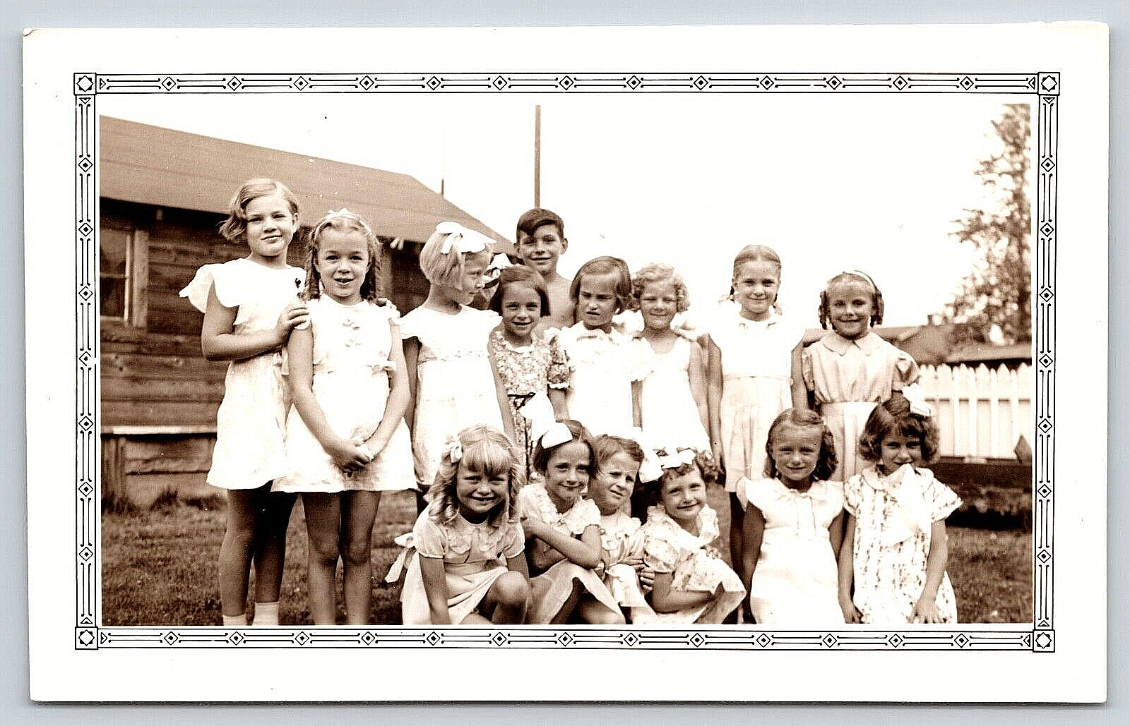 Vintage Antique Photograph, Birthday Party, Group Of Kids, Fashion And Fun, 1938