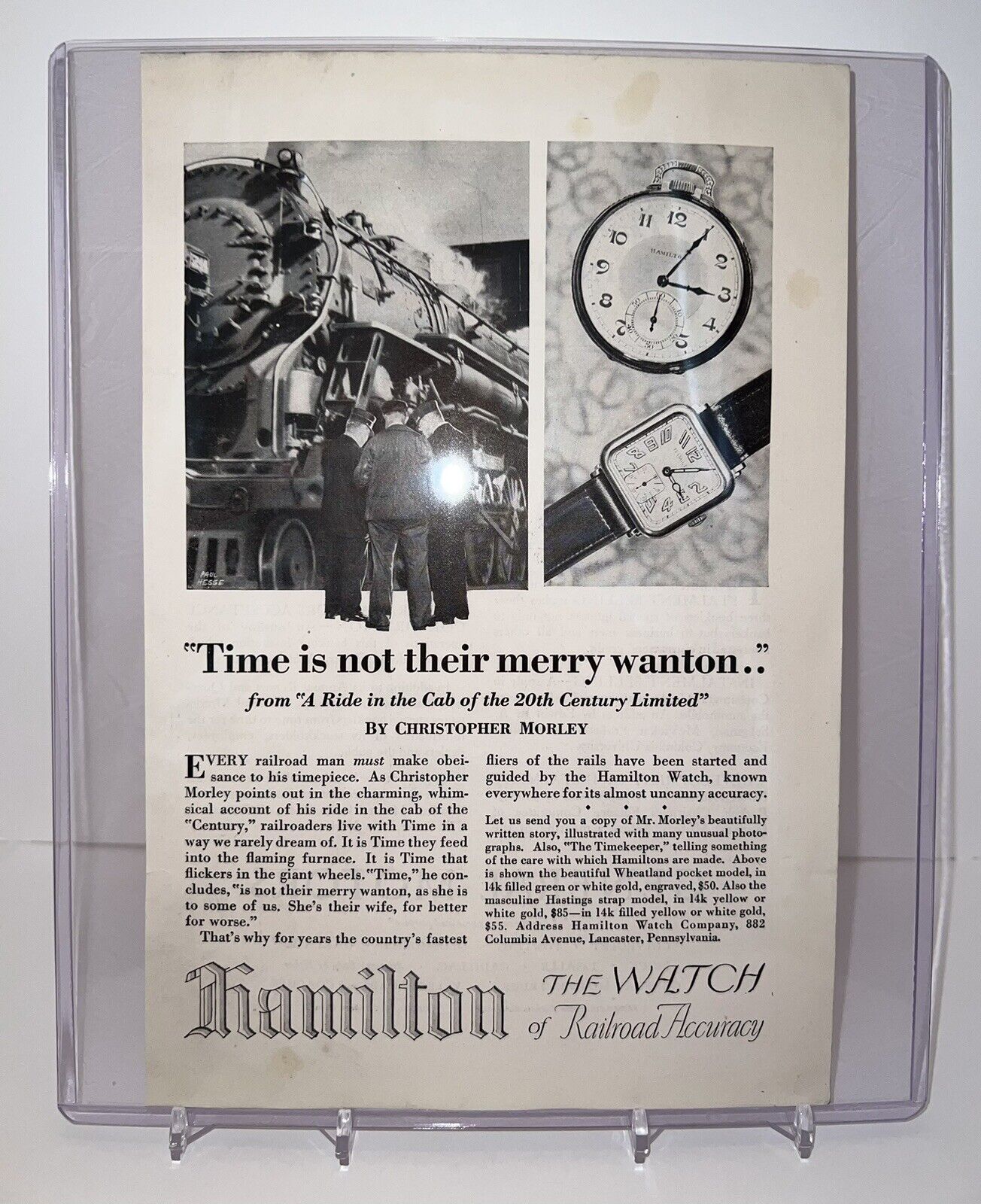 Vintage 1928 Hamilton “The Watch Of Railroad Accuracy” & General Motors PRINT AD