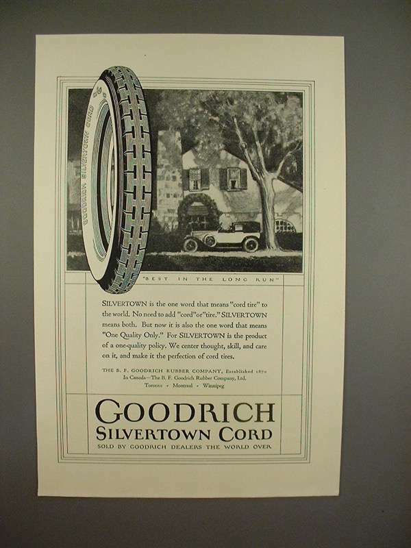 1923 Goodrich Silvertown Cord Tire Ad - Long Run